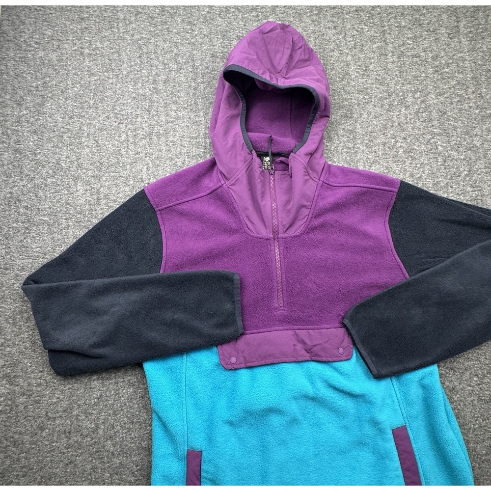 Mountain Hardwear Hoodie Mens Sz M Purple Blue Black Fleece 1/4 Zip Pullover